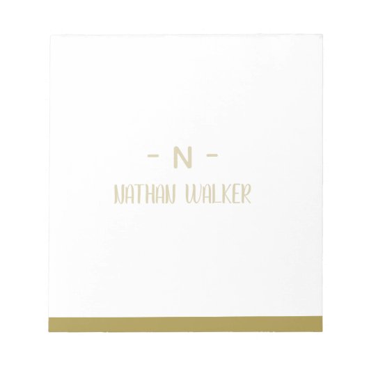 Elegant Gold & Gray Monogram I Minimalist Elegant  ノートパッド (正面)