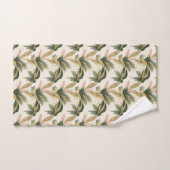 Elegant Gold & Green Botanical Leaf Pattern バスタオルセット (ハンドタオル)