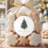 Elegant Gold Green Christmas tree ラウンドシール