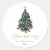 Elegant Gold Green Christmas tree ラウンドシール (正面)