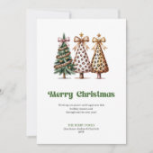 Elegant gold green Christmas tree greeting card シーズンカード (正面)