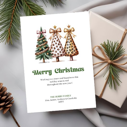 Elegant gold green Christmas tree greeting card シーズンカード