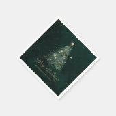 Elegant Gold Green Christmas Tree Holiday スタンダードカクテルナプキン (角)