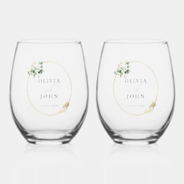 Elegant Gold Green Eucaliptus Wedding  ステムなしワイングラス