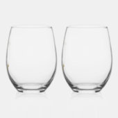 Elegant Gold Green Eucaliptus Wedding  ステムなしワイングラス (左)