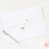Elegant Gold Green Eucaliptus Wedding  Classic Rou ラウンドシール (封筒)