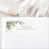Elegant Gold Green Eucalyptus Wedding ラベル (インサイチュ)