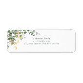 Elegant Gold Green Eucalyptus Wedding  ラベル (正面)