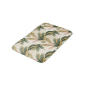 Elegant Gold & Green Leaf Pattern Touch of Pink バスマット (アングル)
