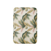 Elegant Gold & Green Leaf Pattern Touch of Pink バスマット (正面縦)
