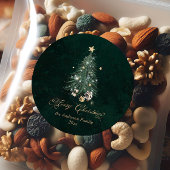 Elegant Gold Green Merry Christmas  ラウンドシール