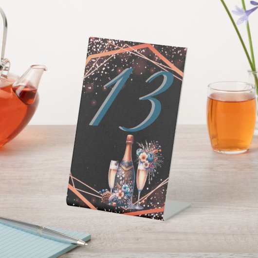 Elegant Gold Greenery Botanical Wedding Table Numb 台座サイン (インサイチュ)