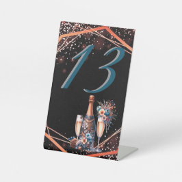 Elegant Gold Greenery Botanical Wedding Table Numb 台座サイン