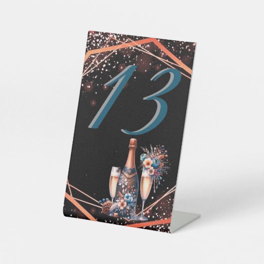 Elegant Gold Greenery Botanical Wedding Table Numb 台座サイン (正面)