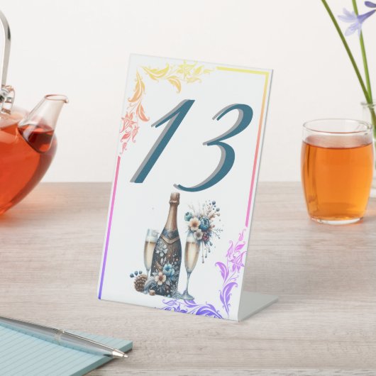 Elegant Gold Greenery Botanical Wedding Table Numb 台座サイン (インサイチュ)