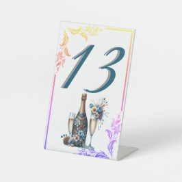 Elegant Gold Greenery Botanical Wedding Table Numb 台座サイン