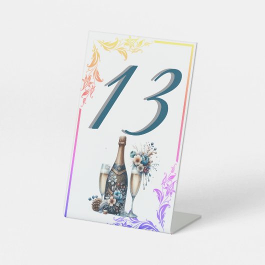 Elegant Gold Greenery Botanical Wedding Table Numb 台座サイン (正面)