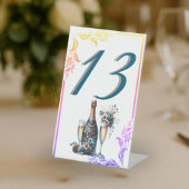 Elegant Gold Greenery Botanical Wedding Table Numb 台座サイン