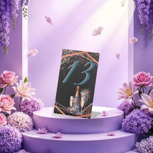 Elegant Gold Greenery Botanical Wedding Table Numb 台座サイン