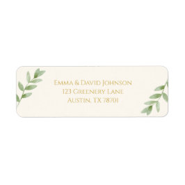 Elegant Gold Greenery Christmas Return Address ラベル