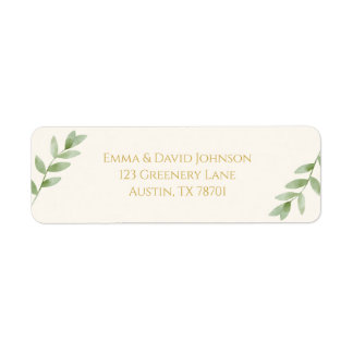 Elegant Gold Greenery Christmas Return Address ラベル