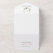 Elegant Gold Greenery Eucalyptus Monogram Wedding オールインワン招待状 (外側)