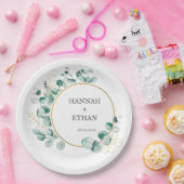 Elegant Gold Greenery Eucalyptus Personalized   ペーパープレート (パーティー)