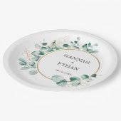 Elegant Gold Greenery Eucalyptus Personalized   ペーパープレート (アングル)