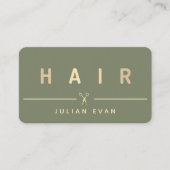 Elegant Gold Hair Scissors Hair Stylist Sage Green 名刺 (正面)