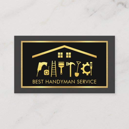 Elegant Gold Handyman Tools Frame 名刺 (正面)