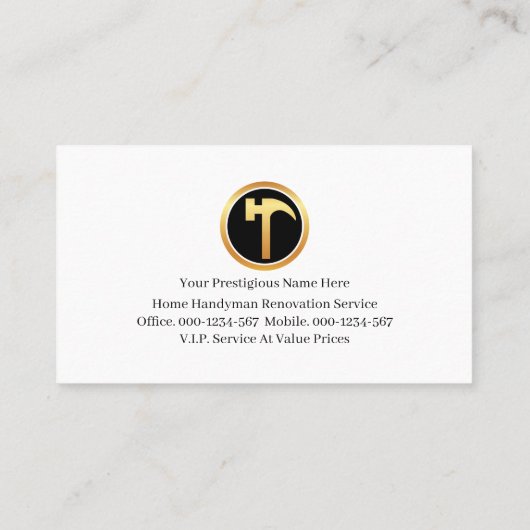 Elegant Gold Handyman Tools Frame On Wood 名刺 (裏面)