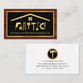 Elegant Gold Handyman Tools Frame On Wood 名刺 (正面/裏面)