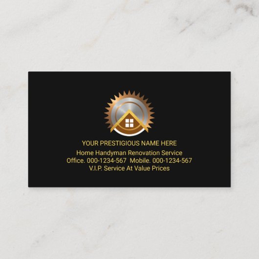 Elegant Gold Handyman Tools Frame On Wood Panel 名刺 (裏面)