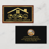 Elegant Gold Handyman Tools Frame On Wood Panel 名刺 (正面/裏面)