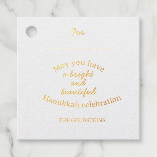 Elegant Gold Happy Hanukkah フェイバータグ (正面)