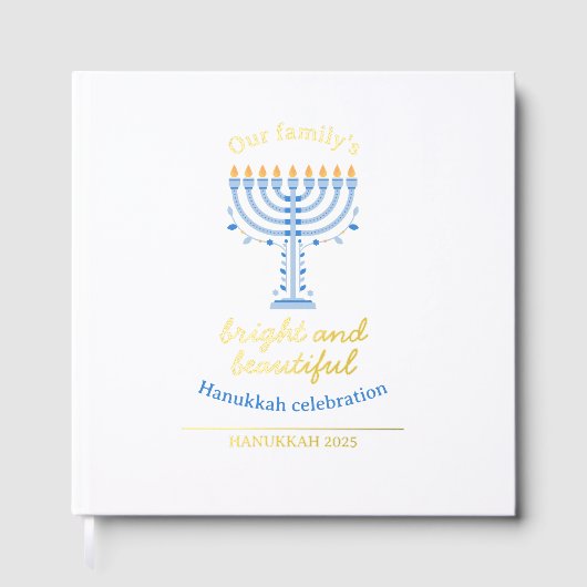Elegant Gold Happy Hanukkah with Menorah ゲストブック (正面)
