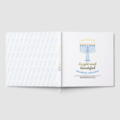 Elegant Gold Happy Hanukkah with Menorah ゲストブック (全面)