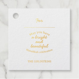 Elegant Gold Happy Hanukkah with Menorah フェイバータグ