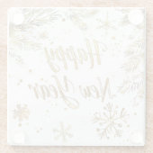 Elegant Gold “Happy New Year” Glass Coaster ガラスコースター (裏面)