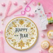Elegant Gold Happy New Year  Paper Plate ペーパープレート (パーティー)