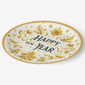 Elegant Gold Happy New Year  Paper Plate ペーパープレート (アングル)
