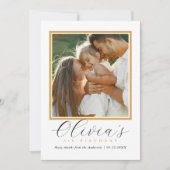 Elegant Gold Heart Script Photo Birthday サンキューカード (正面)