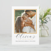 Elegant Gold Heart Script Photo Birthday サンキューカード (スタンド正面)