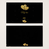 Elegant Gold Hearts Black Minimalist Profile Card (正面&裏面)