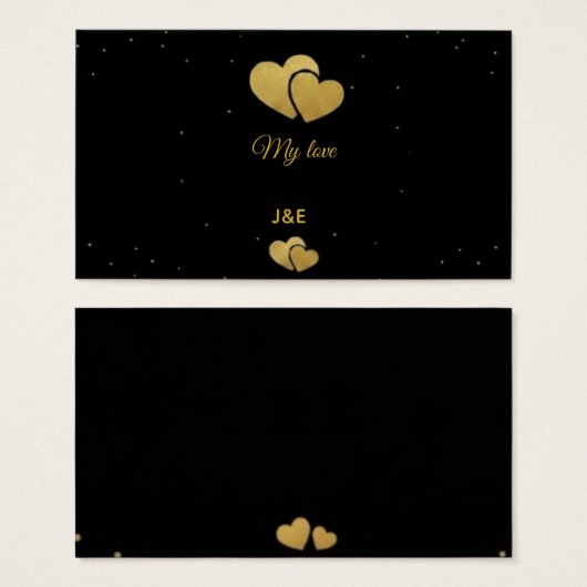 Elegant Gold Hearts Black Minimalist Profile Card (正面&裏面)