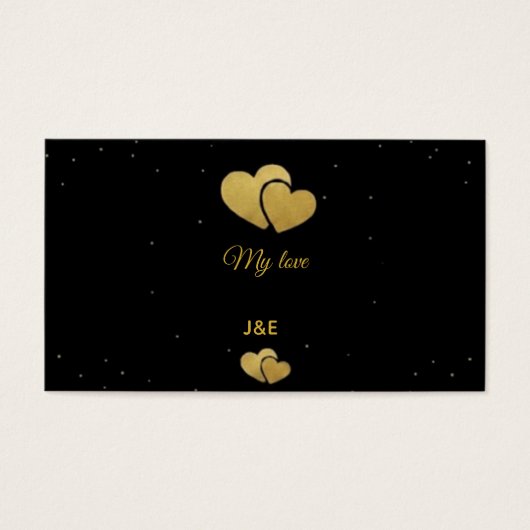 Elegant Gold Hearts Black Minimalist Profile Card (正面)