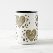 Elegant Gold Hearts & Floral Mug – Romantic Gift マグカップ (中央)