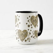 Elegant Gold Hearts & Floral Mug – Romantic Gift マグカップ (正面右)