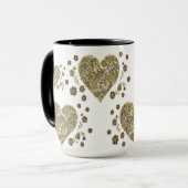 Elegant Gold Hearts & Floral Mug – Romantic Gift マグカップ (正面左)