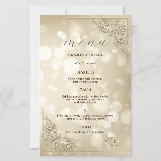 Elegant Gold Hearts Frame Bokeh (正面)